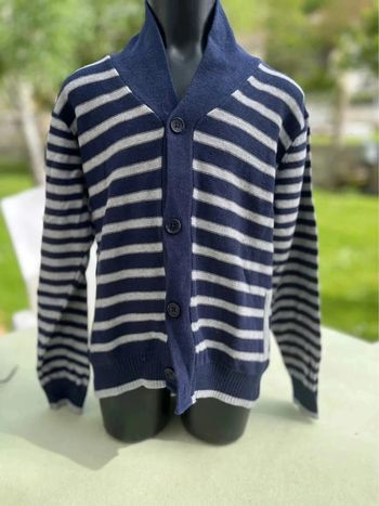Gilet Eldys taille 8 style marin bleu gris