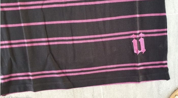 Encore avec étiquette polo unkut noire bandes violettes taille M - photo numéro 3