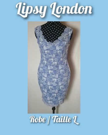 Robe chic en dentelle bleu blanc Taille L Lipsy London