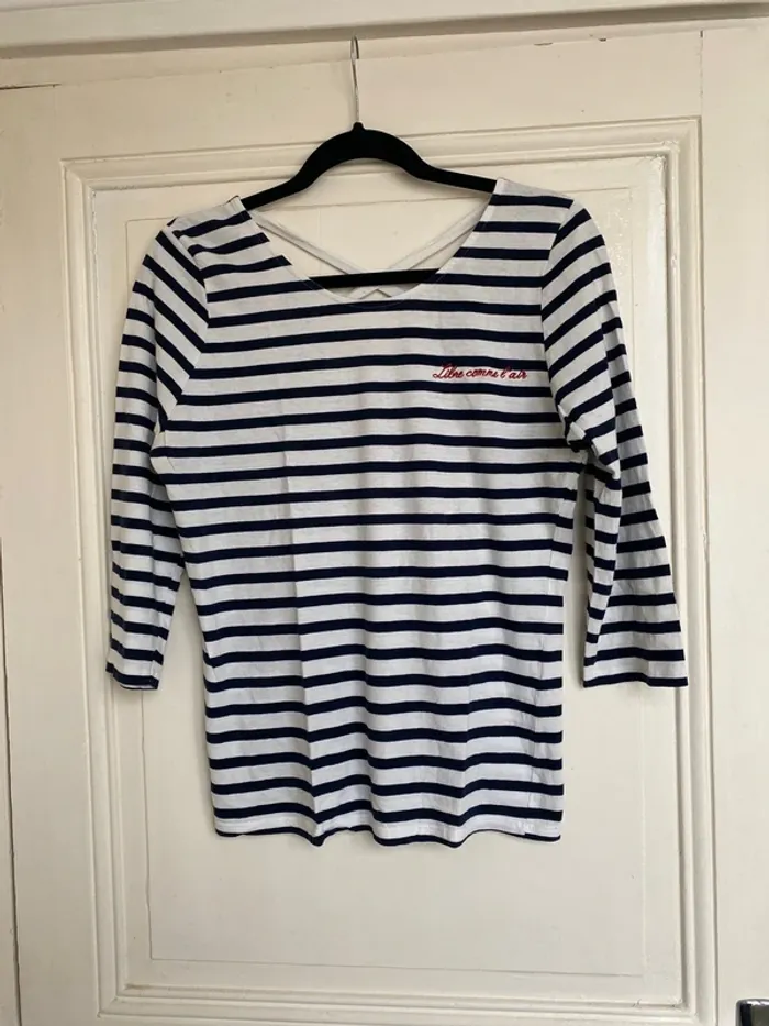 T-shirt marinière manches 3/4 Camaïeu