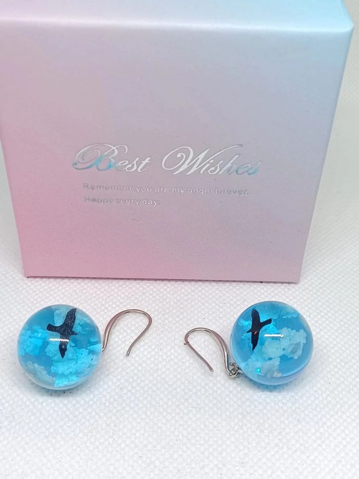 Boucles d'oreilles fantaisie Ciel bleu - photo numéro 2