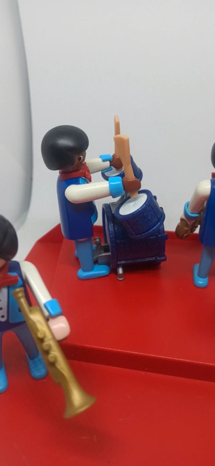 groupe de musiciens vintage avec instruments de musique et scène playmobil - photo numéro 6