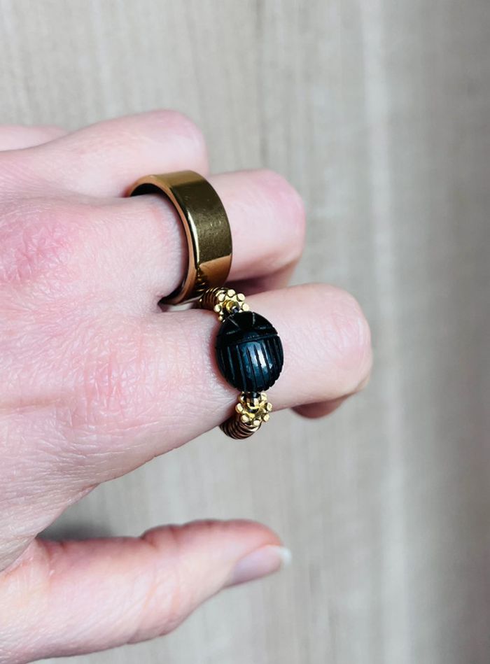 Bague amulette scarabée Onyx noir - photo numéro 8