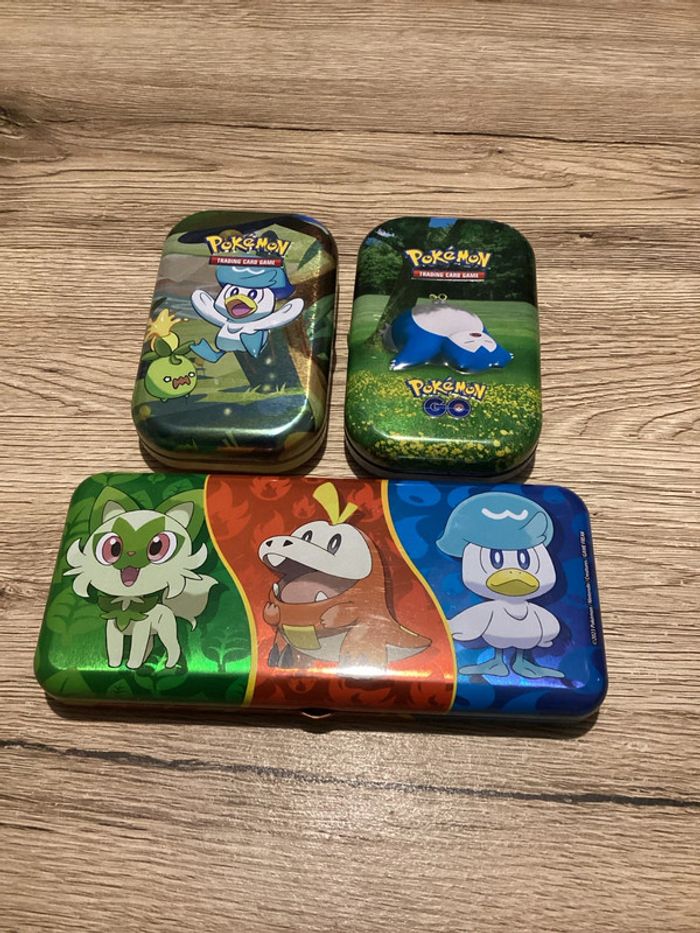 3 boîte métal vide pour carte Pokémon
