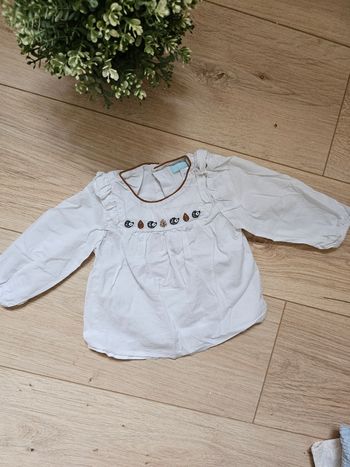 Blouse blanche herisson Obaibi 6 mois 🌸
