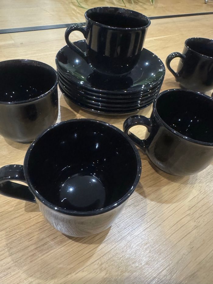Lot de 6 tasses expresso et soucoupes noires - photo numéro 3
