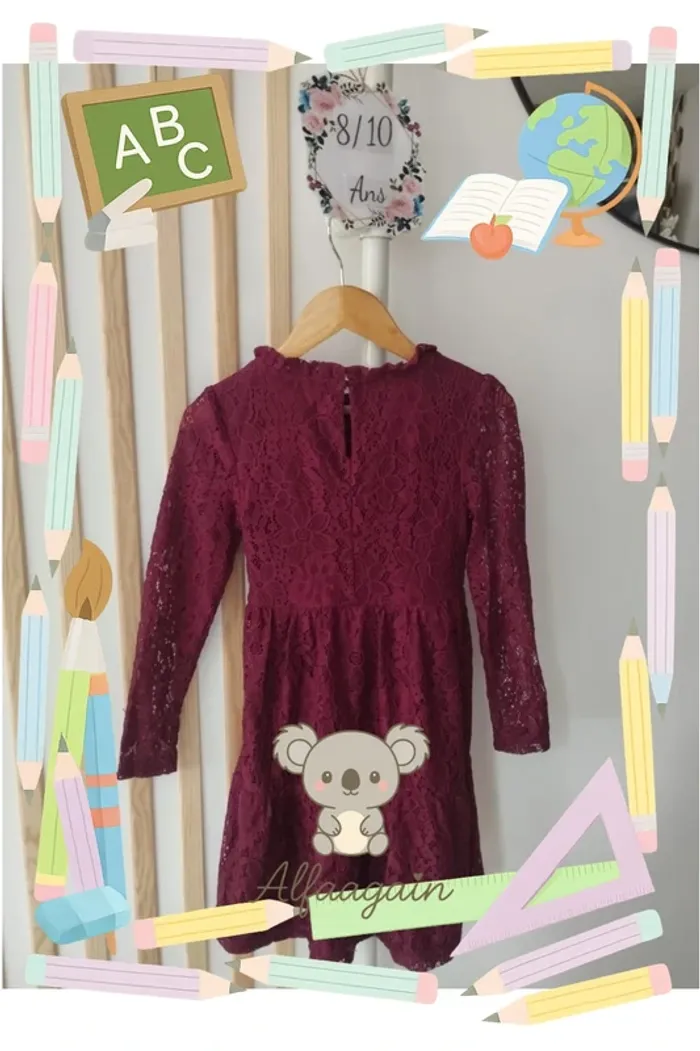 Robe dentelle bordeaux 8/10ans mini molly - photo numéro 5
