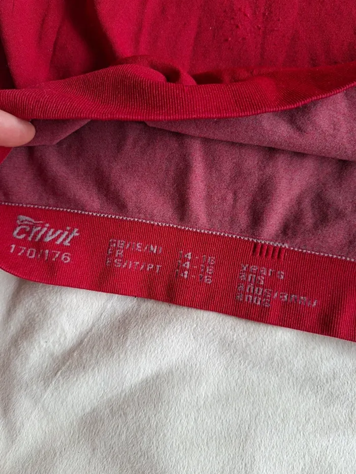 t-shirt manche longue de sport fille, gris et rouge, taille 14/16 ans, marque Crivit - photo numéro 2
