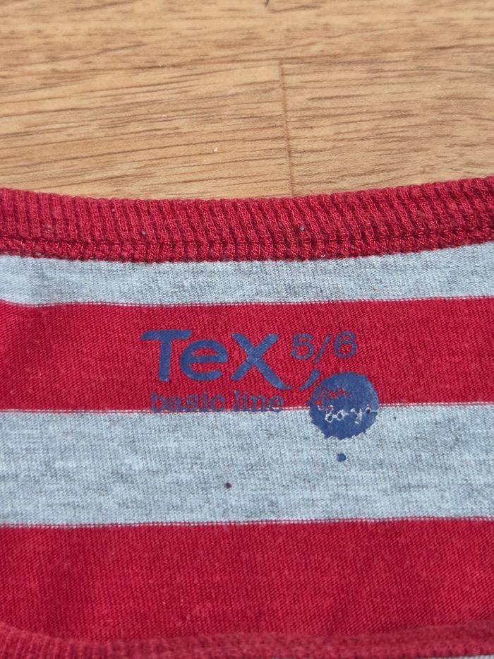 T-shirt manches longues rayé rouge et gris - Tex - 5/6 ans - photo numéro 3