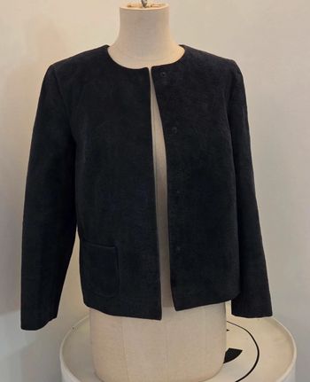 Veste & Other Stories cuir velours bleu marine – T34 – chic & intemporelle 