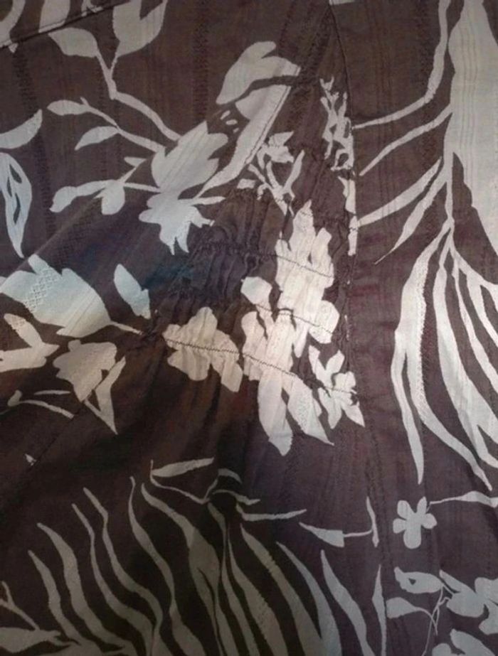 Robe fleurie marron et beige Camaïeu taille 38 - photo numéro 7