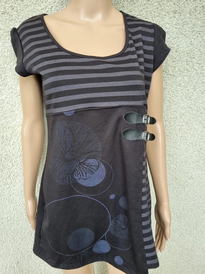 Tunique ou mini-robe noir imprimée