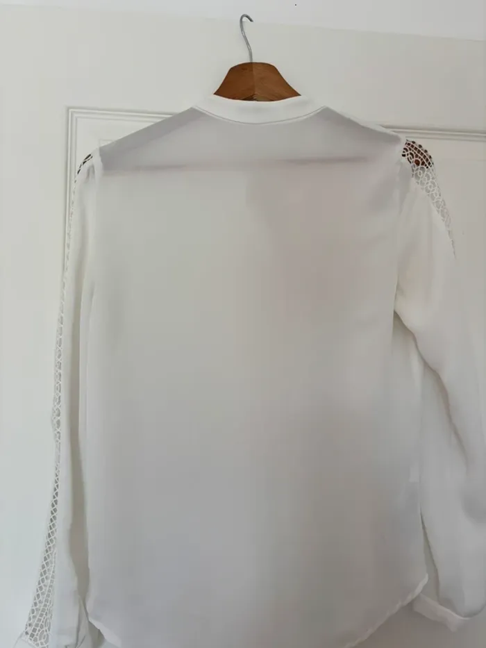 Chemisier fluide détails dentelle blanc crème Mango Taille XS - photo numéro 4