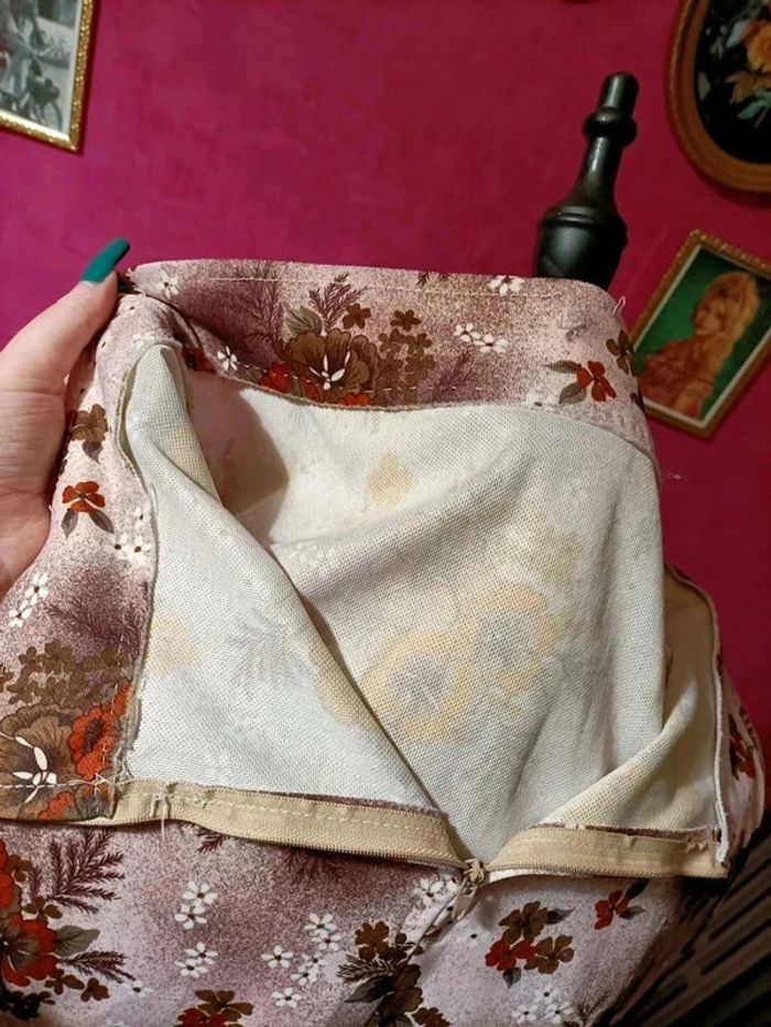 Jupe taille marquée style bohème fleurs vintage années 70 faite main taille 40 - photo numéro 8