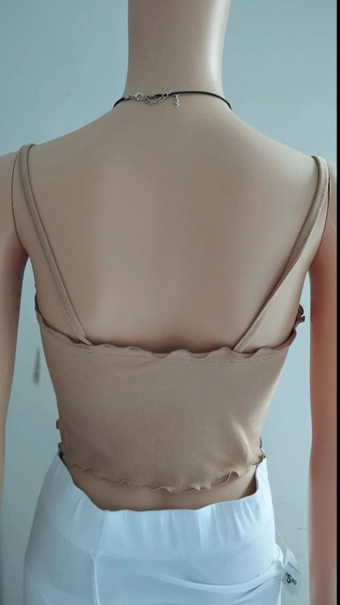 Petit haut court débardeur beige taille m - photo numéro 4