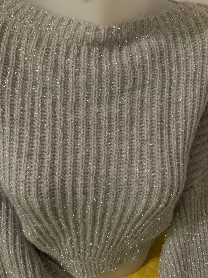 Pull gris clair  brillant New collection taille unique 36-42 - photo numéro 3