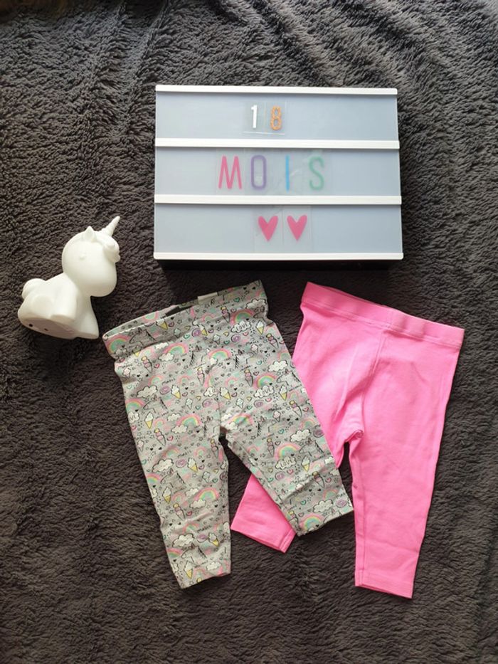 Lot 2 leggings courts 18 mois