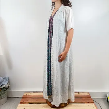 Gilet long blanc Etam ajouré style bohème chic dentelle romantique taille M A1114