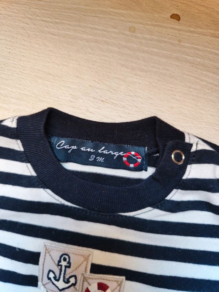 Tee shirt 3 mois marinière - photo numéro 3
