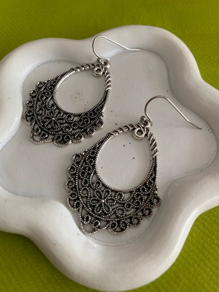 Boucles d’oreilles bohémiennes en alliage de zinc argenté - photo numéro 4