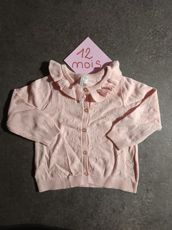 Gilet rose coeurs 12 mois