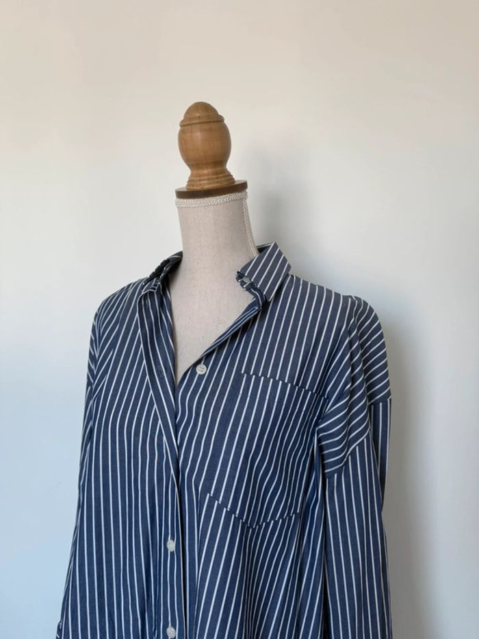Chemise Zara S rayures camisa bleu blouse fluide Camicia Overhemd folder Blusa Camicetta femme donna - photo numéro 4