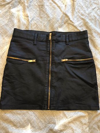 Mini jupe denim effet enduit T36