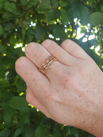 Bague feuille de laurier plaqué or taille 50