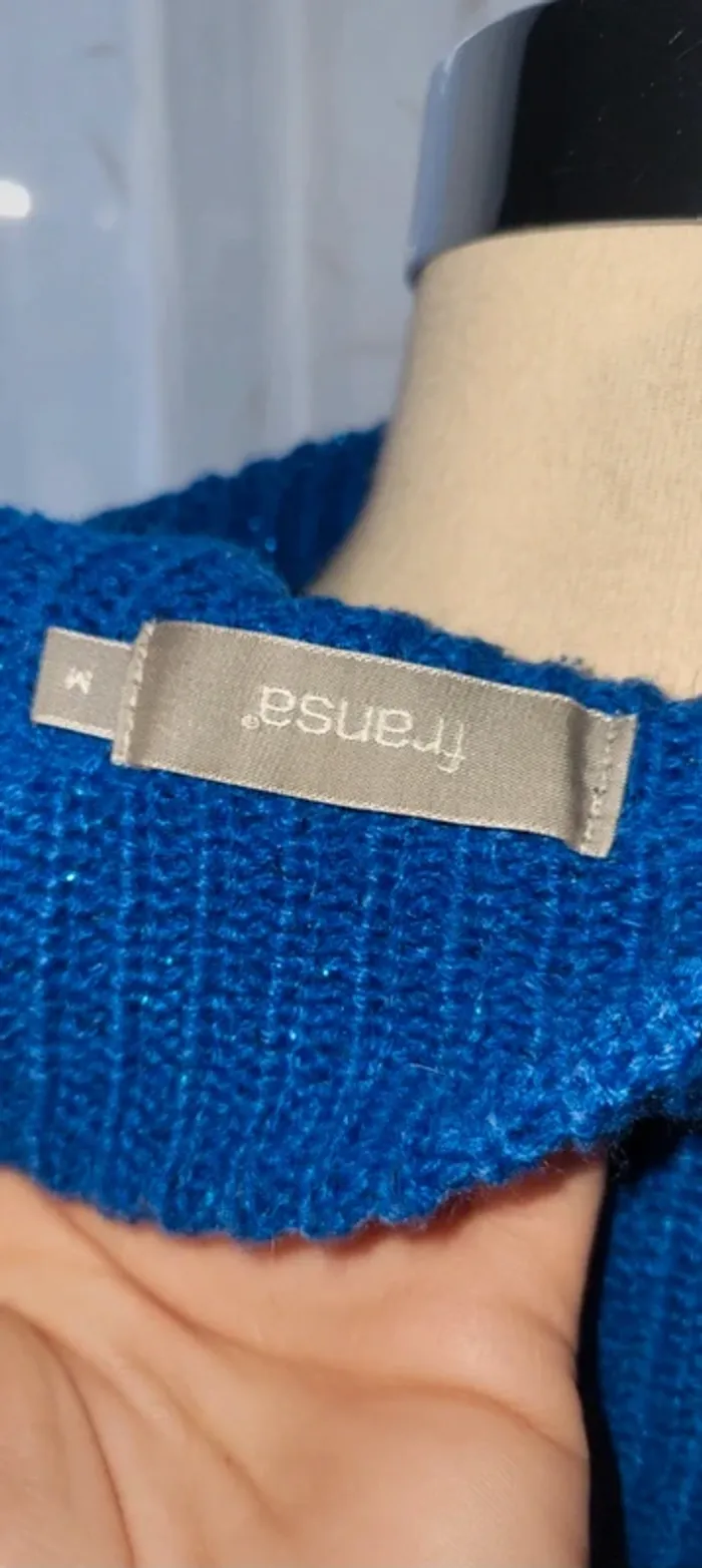 Pull en maille bleu pailleté Fransa M - photo numéro 7