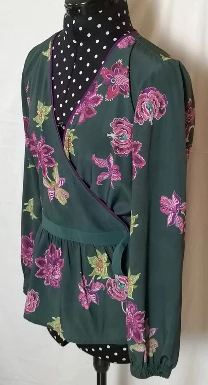 Top haut cache-coeur vert bouteille violet B.Young - photo numéro 10