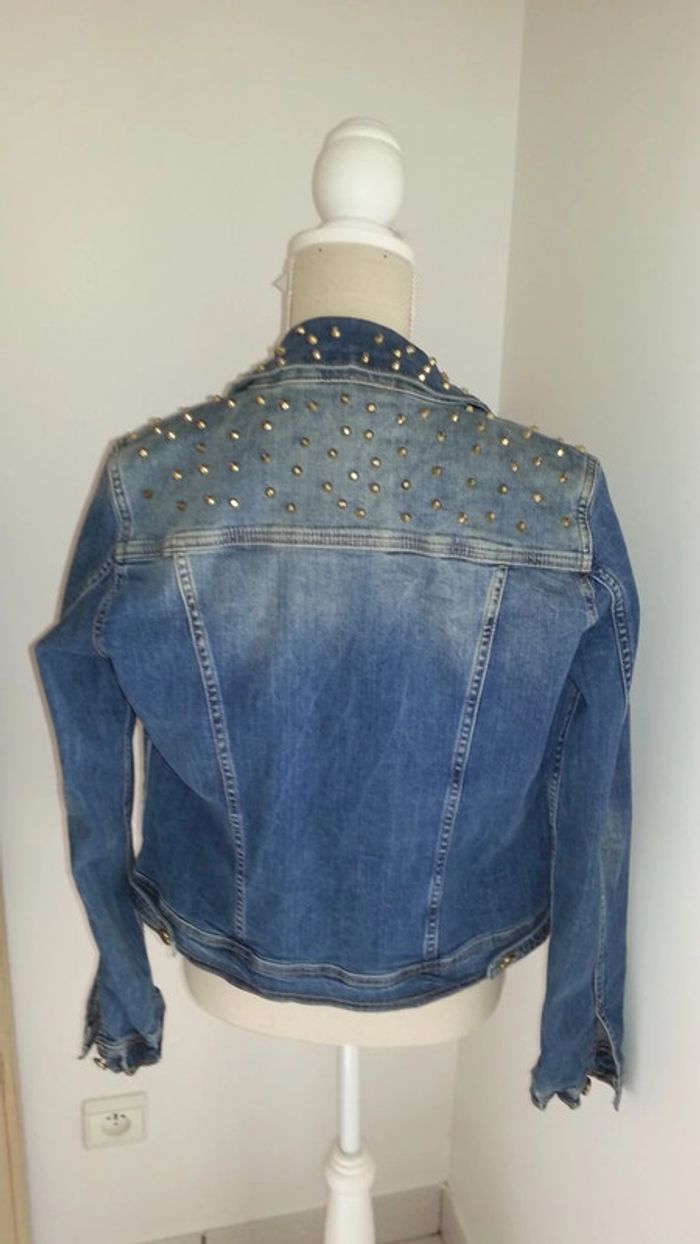Veste denim jean cloutée ZARA taille L (38-40) - photo numéro 5