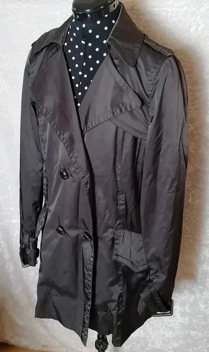 Trench noir ceinture rouge Mango Suit - photo numéro 12