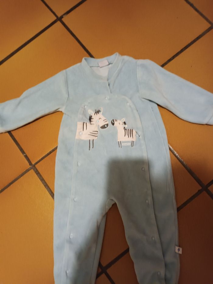 Beau pyjama absorba 12 mois bleu clair ouverture devant zèbre - photo numéro 2