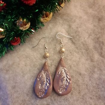 Boucles d'oreilles pendante marron clair