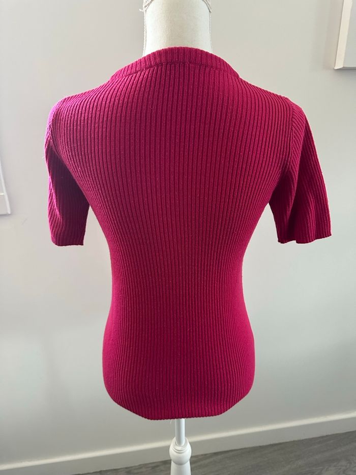 Pull côtelé rose fuchsia à manches courtes Blancheporte vintage T42/44 XL/XXL - photo numéro 2