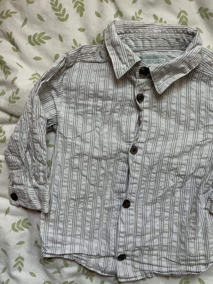 chemise manches longues blanc rayé paillettes argent 12 mois kimbaloo - photo numéro 5