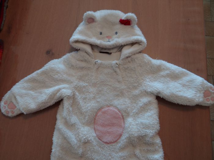 Combipilote Sergent Major bébé fille, petit chat crème, doublée polaire. Taille 6 mois. - photo numéro 3