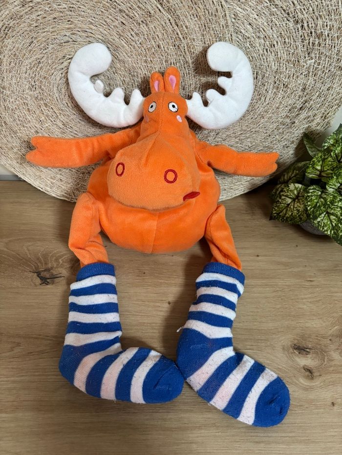 Doudou renne cerf élan orange chaussettes IKEA