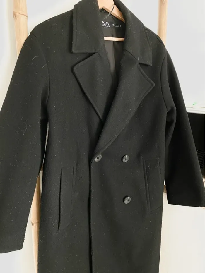 Manteau long noir Zara