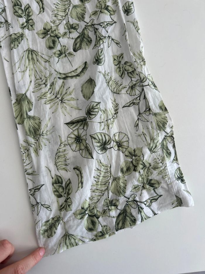 Pantalon large d’été – Zara – Taille M – Blanc à palmiers verts – Léger & fluide - photo numéro 5