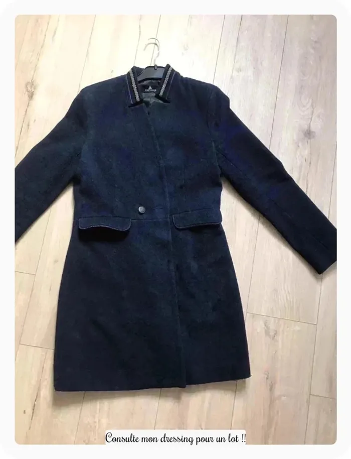 Manteau long bleu marine (avec de la laine)