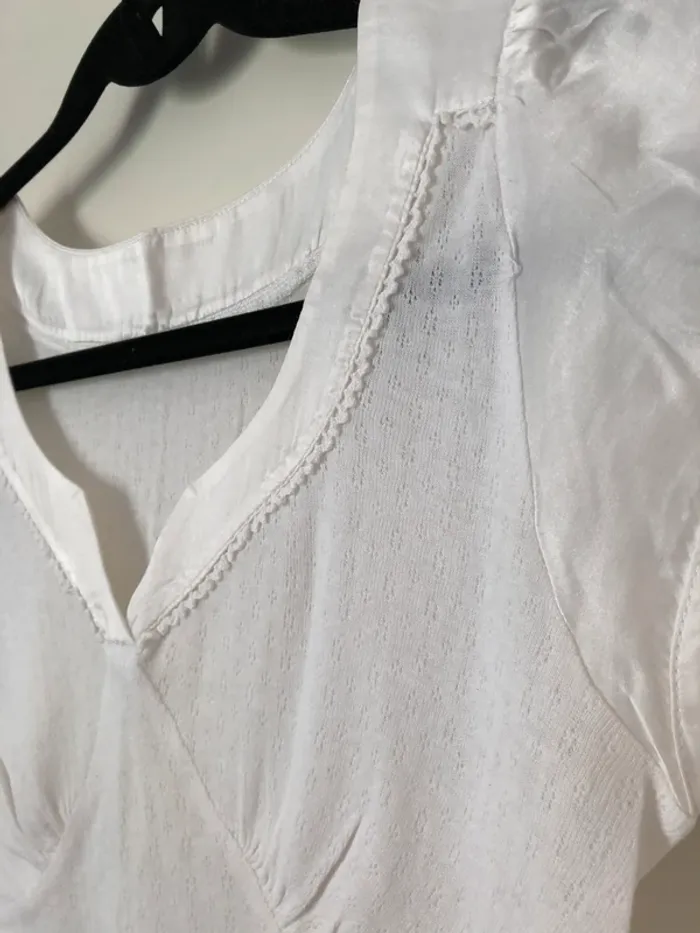 T-shirt blanc coton et soie Caroll taille S comme neuf - photo numéro 2