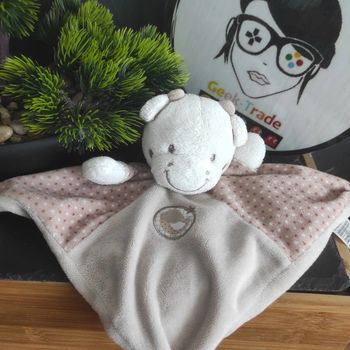 doudou vache girafe mots d'enfants marron beige oiseau poule cage Pois Rond