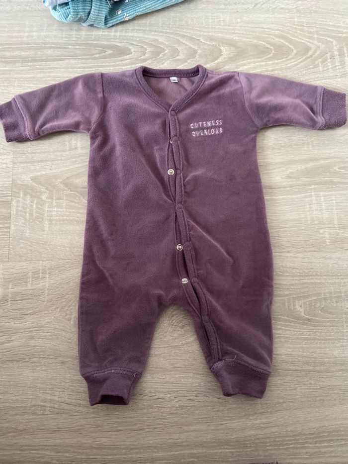 Pyjama naissance fermeture devant violet