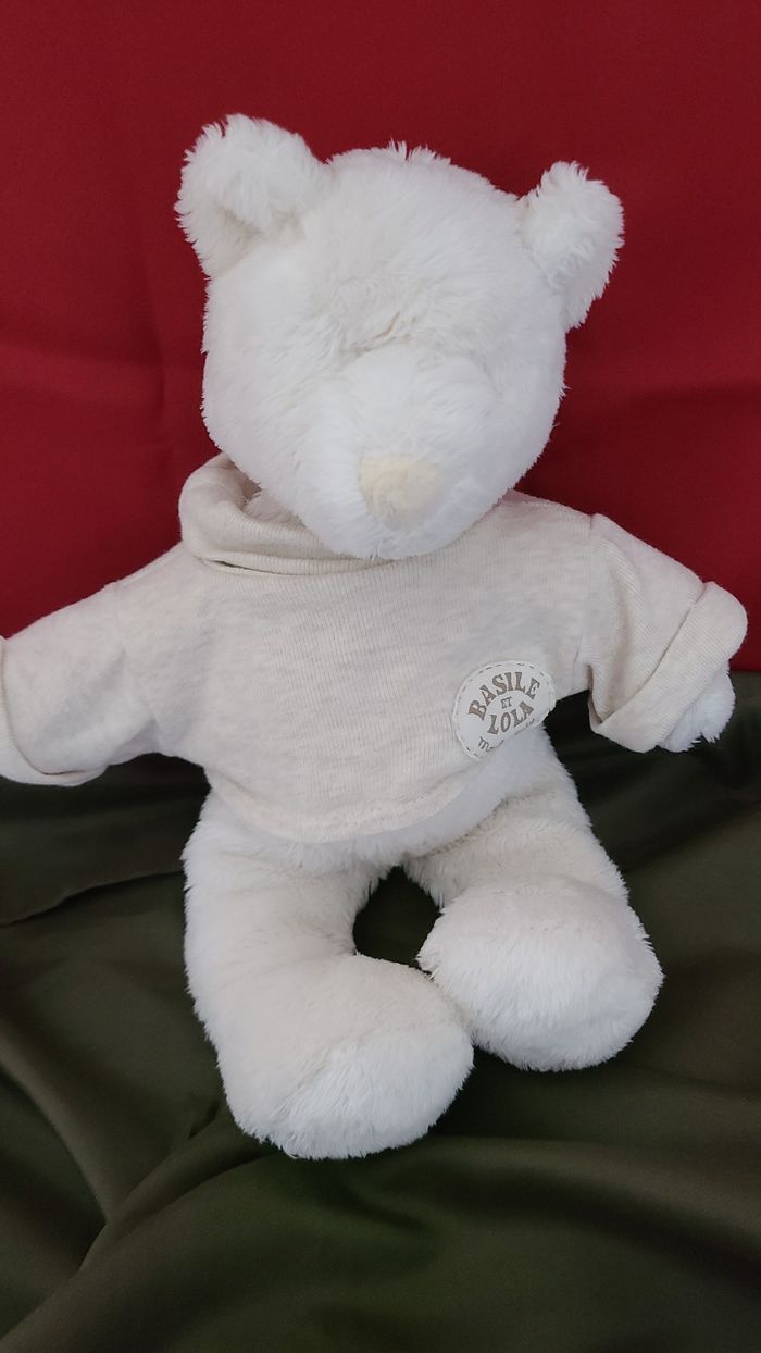MOULIN ROTY  DOUDOU OURS BASILE ET LOLA BLANC ECRU PULL