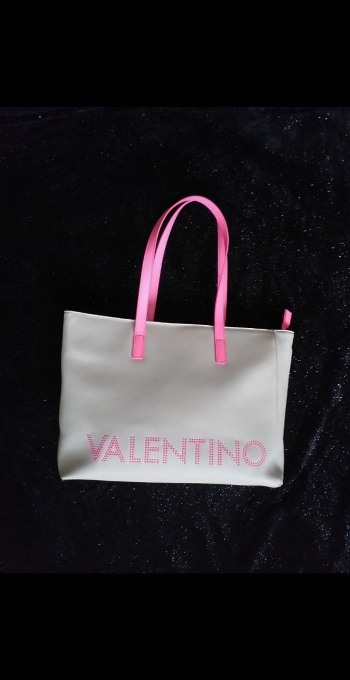 Sac cabas écru et fuschia