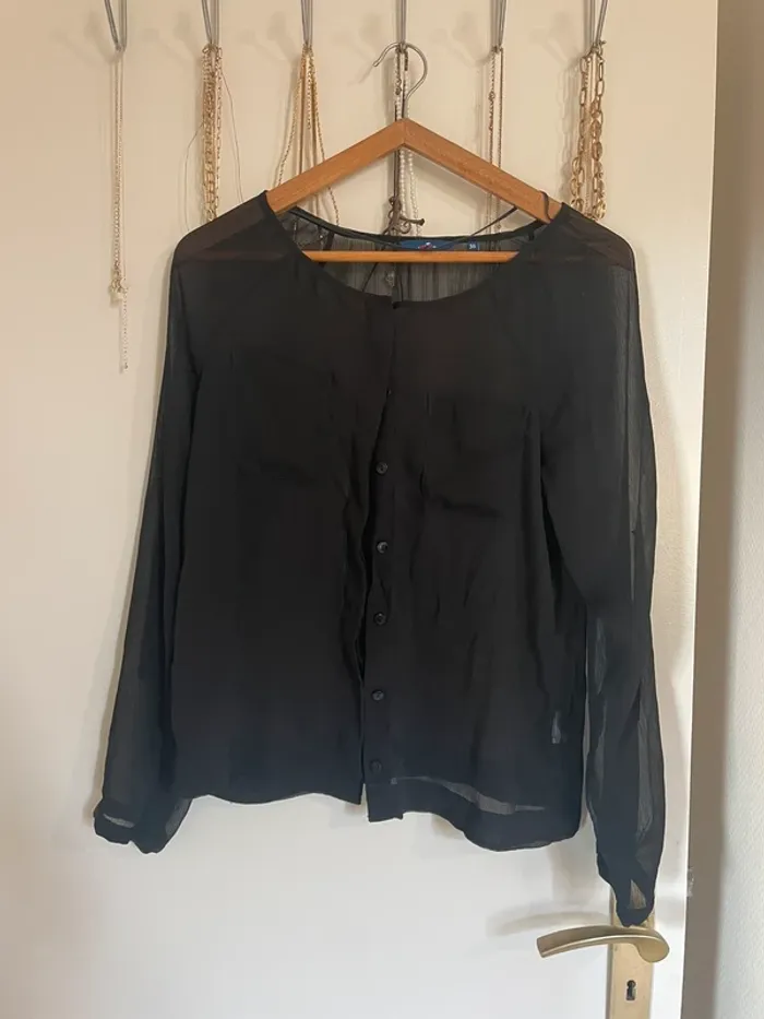 Blouse noir transparente