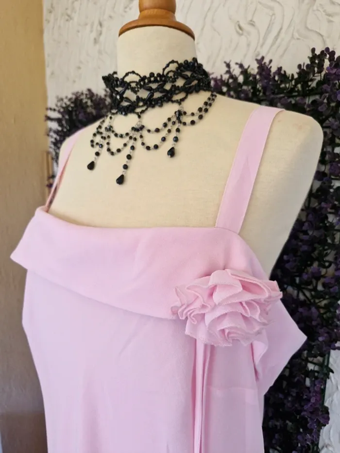 🎀 Robe longue rose poudrée Bleu Bonheur T48 - photo numéro 2