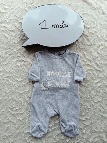 Pyjama grenouillère velours Mixte 1 mois Bouille d'ange lune étoile Influx