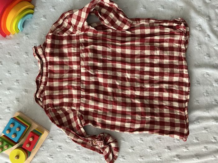 robe manches longues à carreaux bordeaux et blanc zara 2/3 ans - photo numéro 8